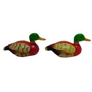 Vintage Salt & Pepper Set Souvenir Resin Mallard Ducks 1970s Approx 2 .5"x 1.5"